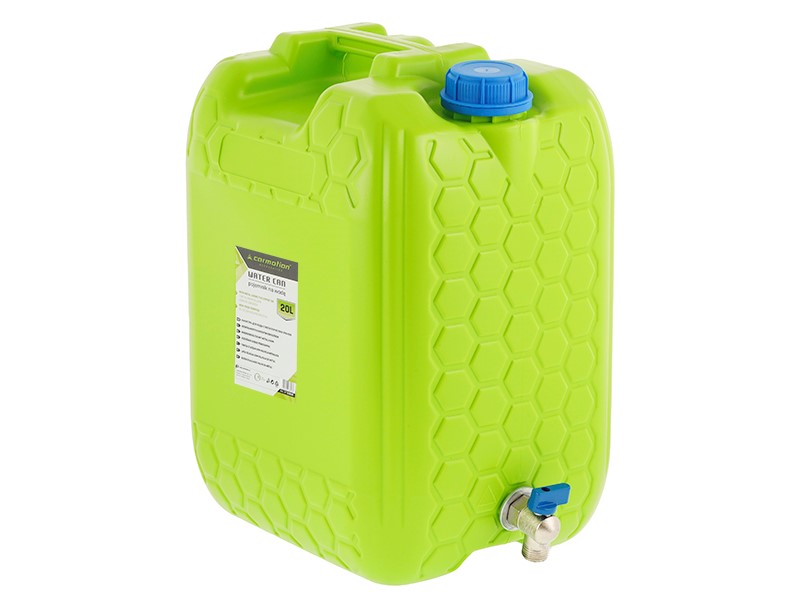 Water canister with short metal threaded tap valve, 20 L