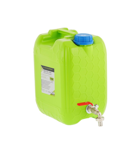 Bidon à eau avec longue valve filetée en métal, 10 L