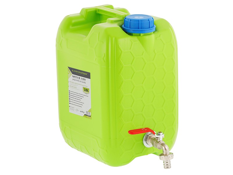 Water canister with long metal threaded valve, 10 L