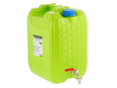 Water canister with long metal threaded tap valve, 20 L