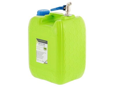 Water canister with long metal top valve, 10 L