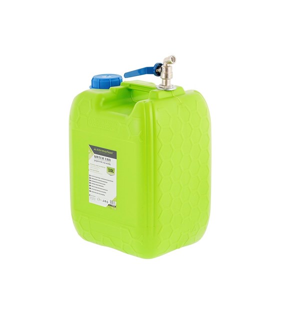 Water canister with long metal top valve, 10 L