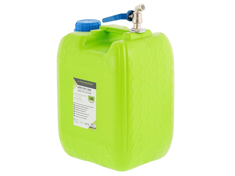 Water canister with long metal top tap valve, 10 L