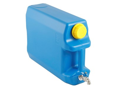 Pojemnik na wodę 10L z górnym krótkim metalowym zaworem, niebieski