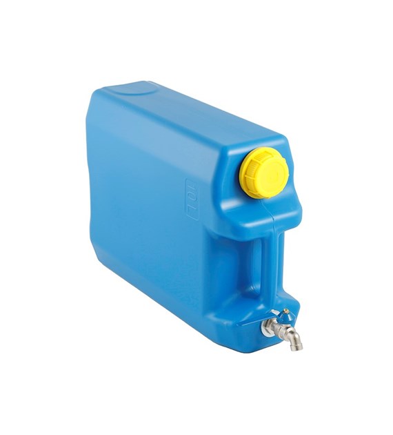 Pojemnik na wodę 10L z górnym krótkim metalowym zaworem, niebieski