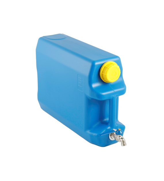 Wasserkanister mit kurzem Metallventil oben, 10L, blau