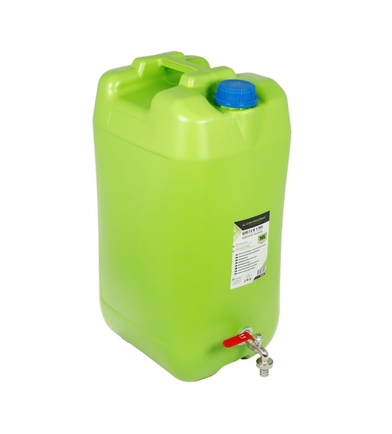 Water canister with long metal valve, 30L