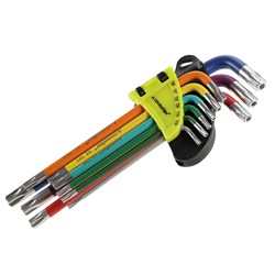 Inbusschlüssel, 230 mm für TORX für TORX-Schrauben, T10 - T50, 9 Stk, farblich gemischt