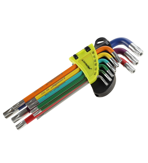 Clés hexagonales, 230 mm pour vis TORX, T10 - T50, 9 pcs, couleurs mixtes