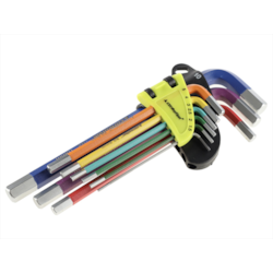 Klucze imbusowe 230 mm, rozmiary 1,5 -10 mm, 9 szt., kolorowe