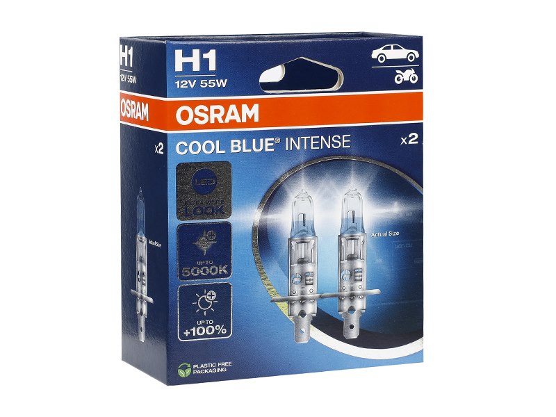 Żarówki OSRAM H1 12V 55W P14,5s Cool Blue Intense, +100%, 2 szt.