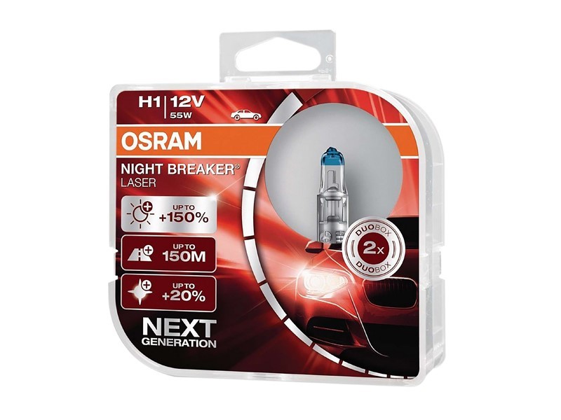 Bulbs OSRAM  H1 12V 55W P14.5 Night Breaker Laser, Next Generation + 150%, 2 pcs