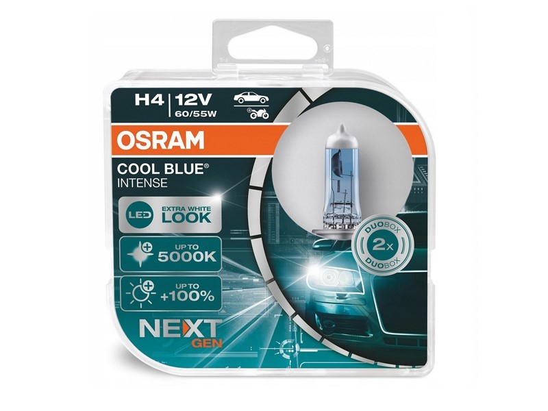 Glühlampen OSRAM H4 12V 60/55W P43t Night Breaker Laser, Next Generation +150%, 2 Stk