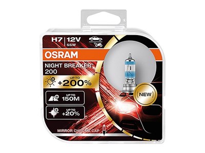 Żarówki OSRAM H7 12V 55W PX26d Night Breaker +200%, 2 szt.
