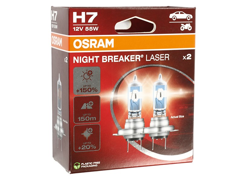 Żarówki OSRAM H7 12V 55W PX26d Night Breaker Laser, Next Generation +150%, 2 szt.