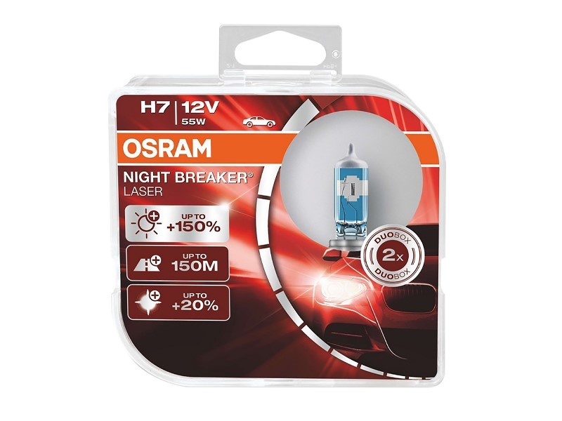 Żarówki OSRAM H7 12V 55W PX26d Night Breaker Laser, Next Generation +150%, 2 szt.