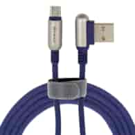 Kabel do ładowania i synchronizacji, 120 cm, w oplocie z mikrofibry, dwustronne kątowe USB > micro USB, navy