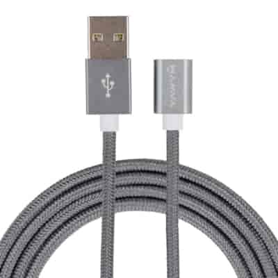 Kabel do ładowania i synchronizacji, w oplocie nylonowym, 120 cm, USB > magnes neodymowy