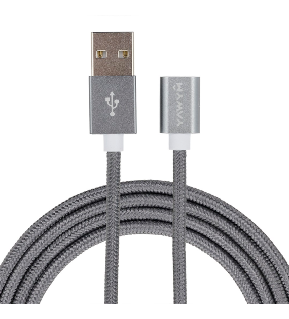 Kabel do ładowania i synchronizacji, w oplocie nylonowym, 120 cm, USB > magnes neodymowy