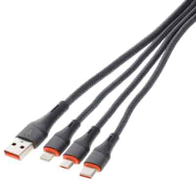 WAYME charging and sync cable 120 cm 3 w 1: USB > micro USB + Lightning + USB-C