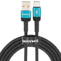 WAYME Kabel do ładowania i synchronizacji, w oplocie z mikrofibry, 100 cm, USB > USB-C, max 100W, turkusowy