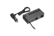 WAYME 2-fach Zigarettenanzünder-Splitter (12/24 V) und Schaltern + 2x USB 3,6 A + USB-C max. 65 W + einziehbares USB-C-Kabel 80 cm max. 65 W