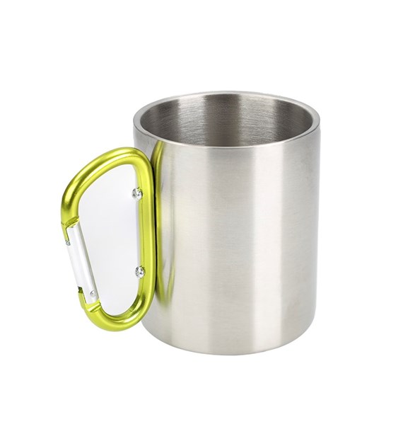 Steel mug, 300 ml with snap hook in handle