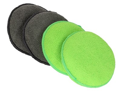 Jeu d'applicateurs éponges recouverts de microfibre avec pochette, diam. 12,5 cm, 4 pcs