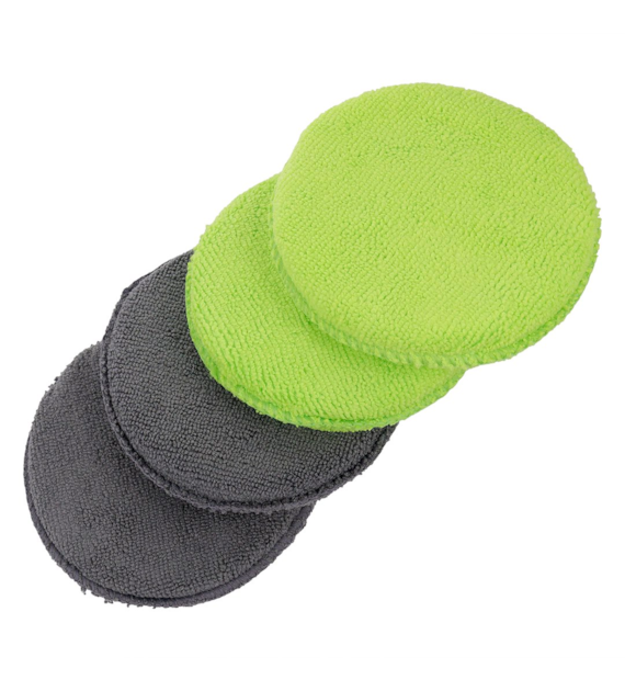 Jeu d'applicateurs éponges recouverts de microfibre avec pochette, diam. 12,5 cm, 4 pcs