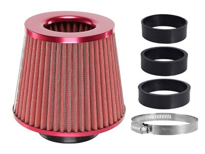 Air filter, conical 155x130x120 mm,red adapters: 60, 63, 70 mm