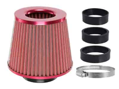 Air filter, conical 155x130x120 mm,red adapters: 60, 63, 70 mm