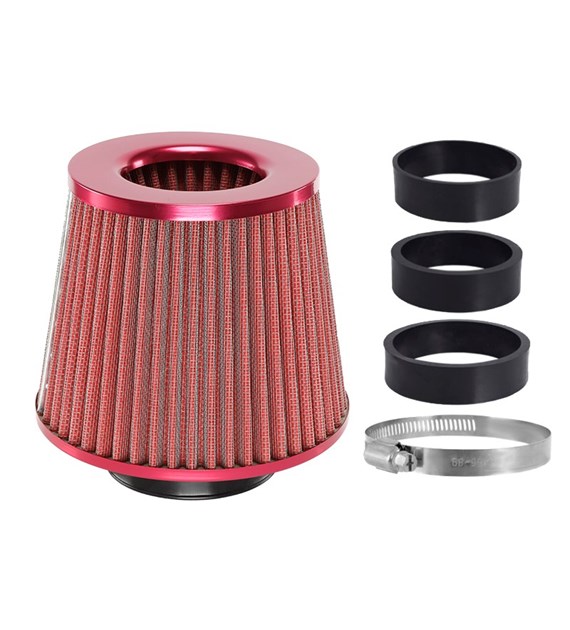 Air filter, conical 155x130x120 mm,red adapters: 60, 63, 70 mm