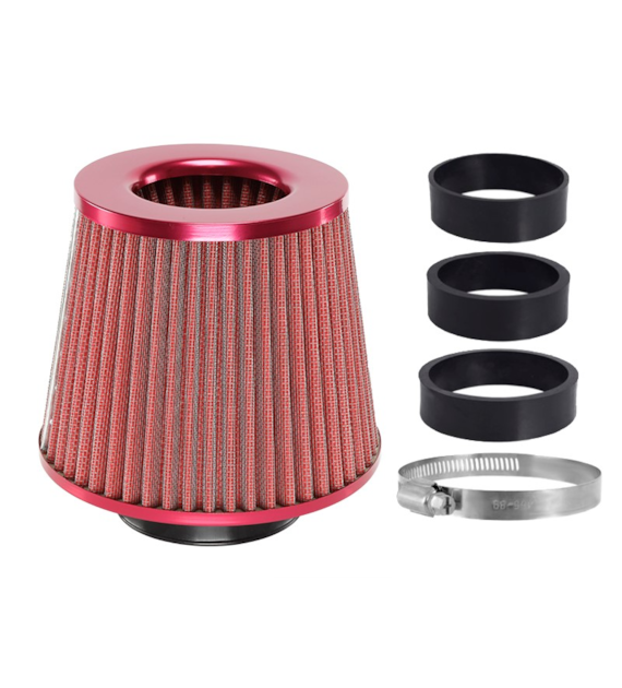 Air filter, conical 155x130x120 mm,red adapters: 60, 63, 70 mm