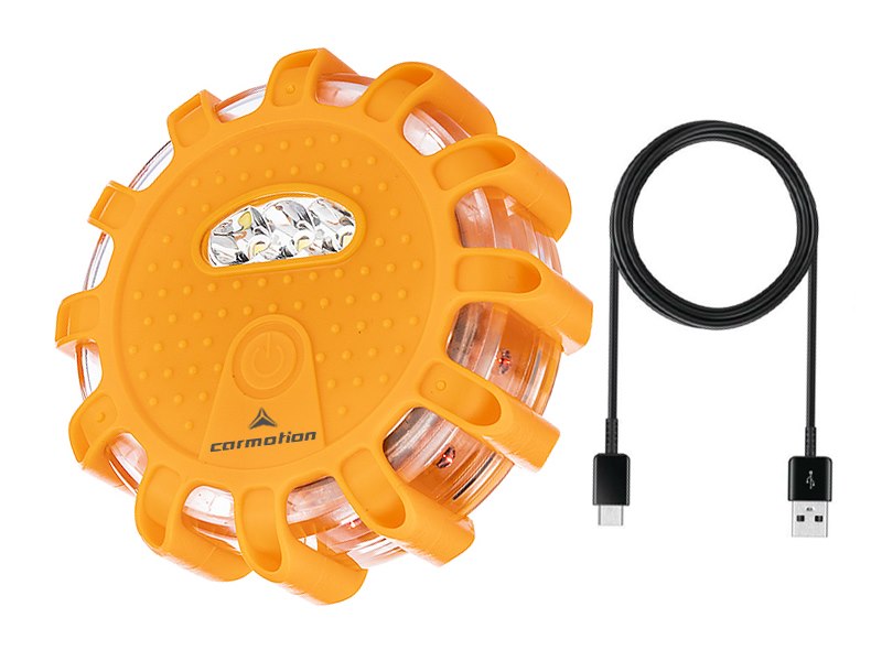 Rechargeable emergency warning light 12 LEDs + 3 LEDs, + USB-C cable