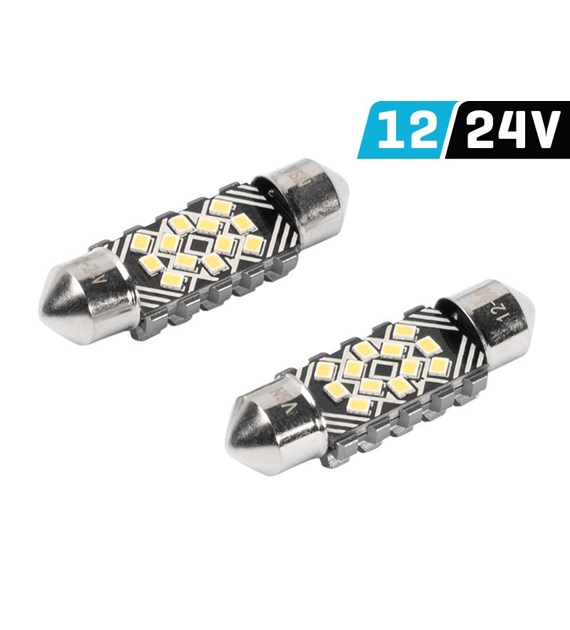 Ampoule VISION Festoon SV8.5 36 mm 12/24V 12x 2016 SMD LED, CANBUS, blanche, 2 pcs