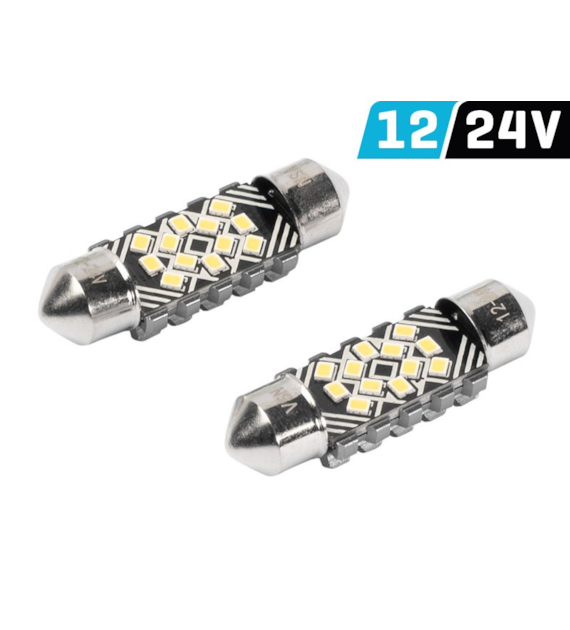 Żarówka VISION Festoon SV8.5 36 mm 12/24V 12x 2016 SMD LED, CANBUS, biała, 2 szt.