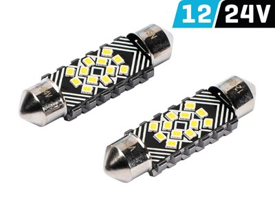 Glühlampe VISION Festoon SV8,5  39 mm 12/24V 12x 2016 SMD LED, CANBUS, weiß, 2 Stk