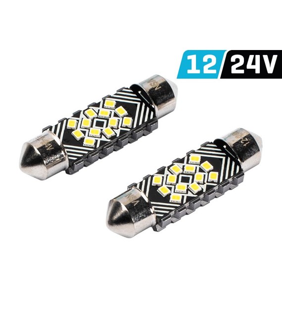 Glühlampe VISION Festoon SV8,5  39 mm 12/24V 12x 2016 SMD LED, CANBUS, weiß, 2 Stk