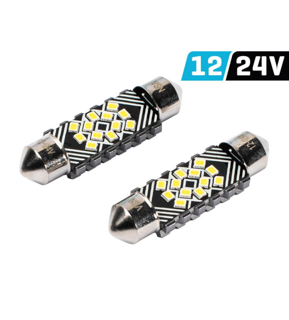 Żarówka VISION Festoon SV8.5 39 mm 12/24V 12x 2016 SMD LED, CANBUS, biała, 2 szt.
