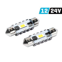 Żarówka VISION Festoon SV8.5 36 mm 12/24V 2x 3570 SMD LED, CANBUS, biała, 2 szt.