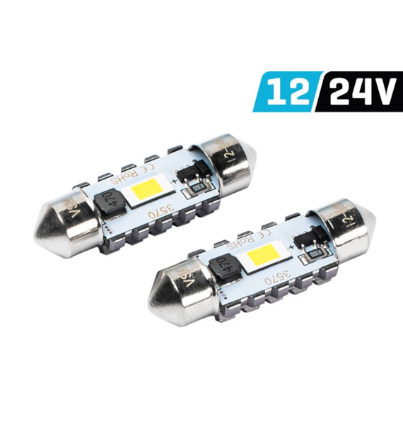 Żarówka VISION Festoon SV8.5 36 mm 12/24V 2x 3570 SMD LED, CANBUS, biała, 2 szt.