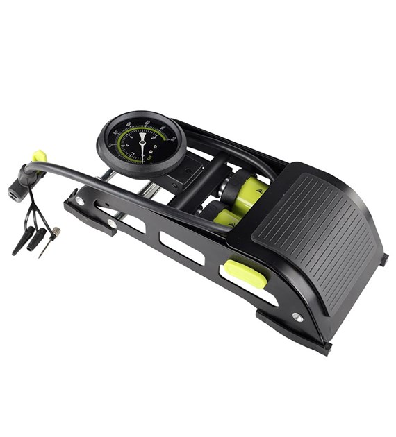 Pompe à pied à deux pistons avec manomètre analogique, max 11 BAR / 160 PSI