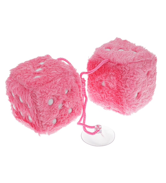 Plush car dices 60x60 mm, pink