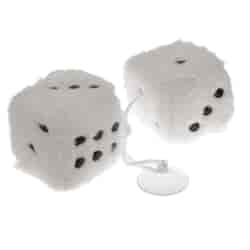 Dés en peluche voiture 60x60 mm, blanc