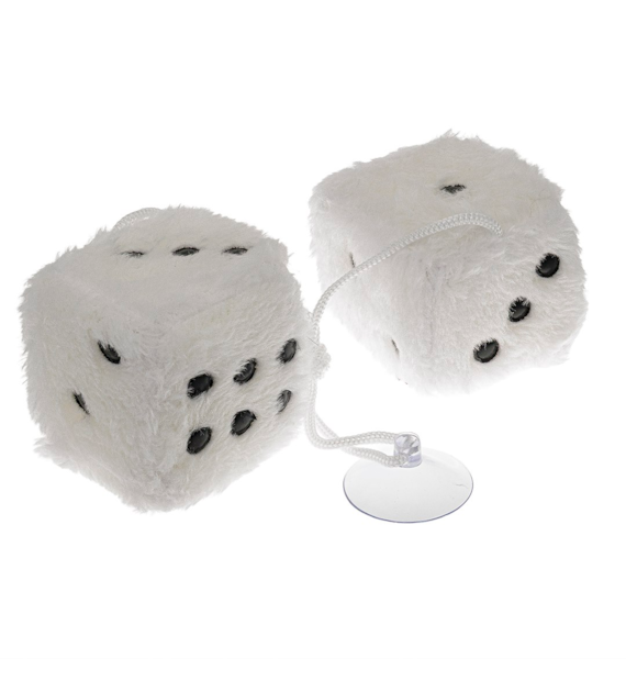 Plush car dices 60x60 mm, white