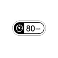 Car window sticker, speed 80 km UA