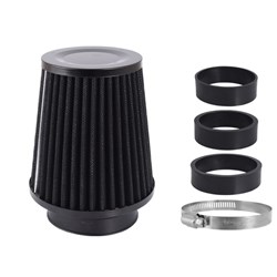 Air filter, conical, 120x130x90 mm, black, adapters: 60, 63, 70 mm