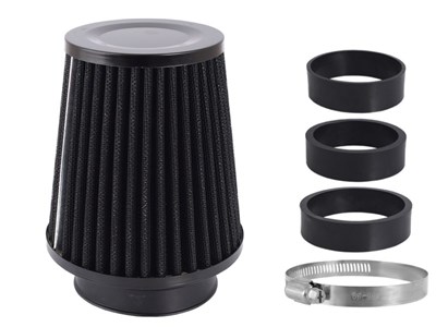 Air filter, conical, 120x130x90 mm, black, adapters: 60, 63, 70 mm