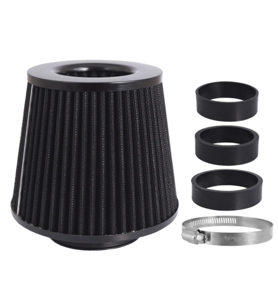 Filtr powietrza stożkowy 155x130x120mm, czarny, adaptery: 60, 63, 70 mm