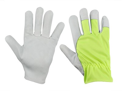 Work gloves goatskin, 9, fluorescent